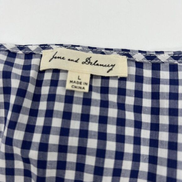 Jane & Delancey Blue and White Blouse w/ Bell Sleeves Size Large - Picture 2 of 3